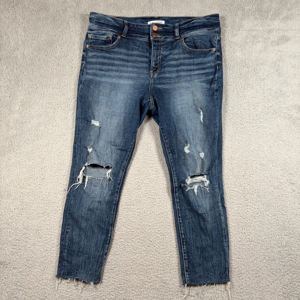 BKE‎ Denim Victoria Mid Rise Ankle Skinny Jeans Women Size 32 (36x26) Distressed